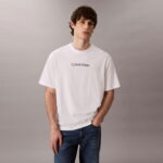 Calvin Klein Standard Logo Crewnk  Erkek Beyaz T-Shirt