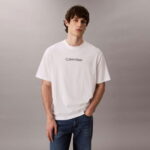Calvin Klein Standard Logo Crewnk  Erkek Beyaz T-Shirt