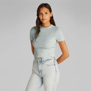 Calvin Klein Fitted Kadın Mavi T-Shirt