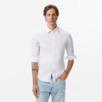 Calvin Klein Solid Stretch Slim Erkek Beyaz Gömlek