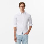 Calvin Klein Solid Stretch Slim Erkek Beyaz Gömlek