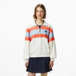 Calvin Klein Rugby Zip Stripe Kadın Beyaz Sweatshirt