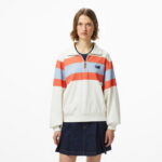 Calvin Klein Rugby Zip Stripe Kadın Beyaz Sweatshirt