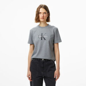 Calvin Klein Hero Classic Monologo Cneck Kadın Gri T-Shirt