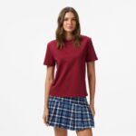 Calvin Klein Interlock Emblem Mock Kadın Kırmızı T-Shirt