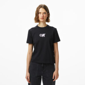 Calvin Klein Archive Logo Jersey Classic Kadın Siyah T-Shirt