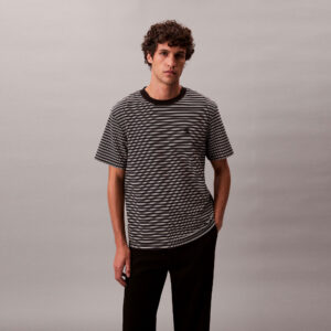 Calvin Klein Striped Ottoman  Erkek Siyah T-Shirt