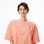 Calvin Klein Cropped Boxy Chain Stitch Logo Kadın Turuncu T-Shirt