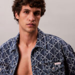 Calvin Klein 90S Indigo Emblem Jacquard Truck Erkek Mavi Ceket