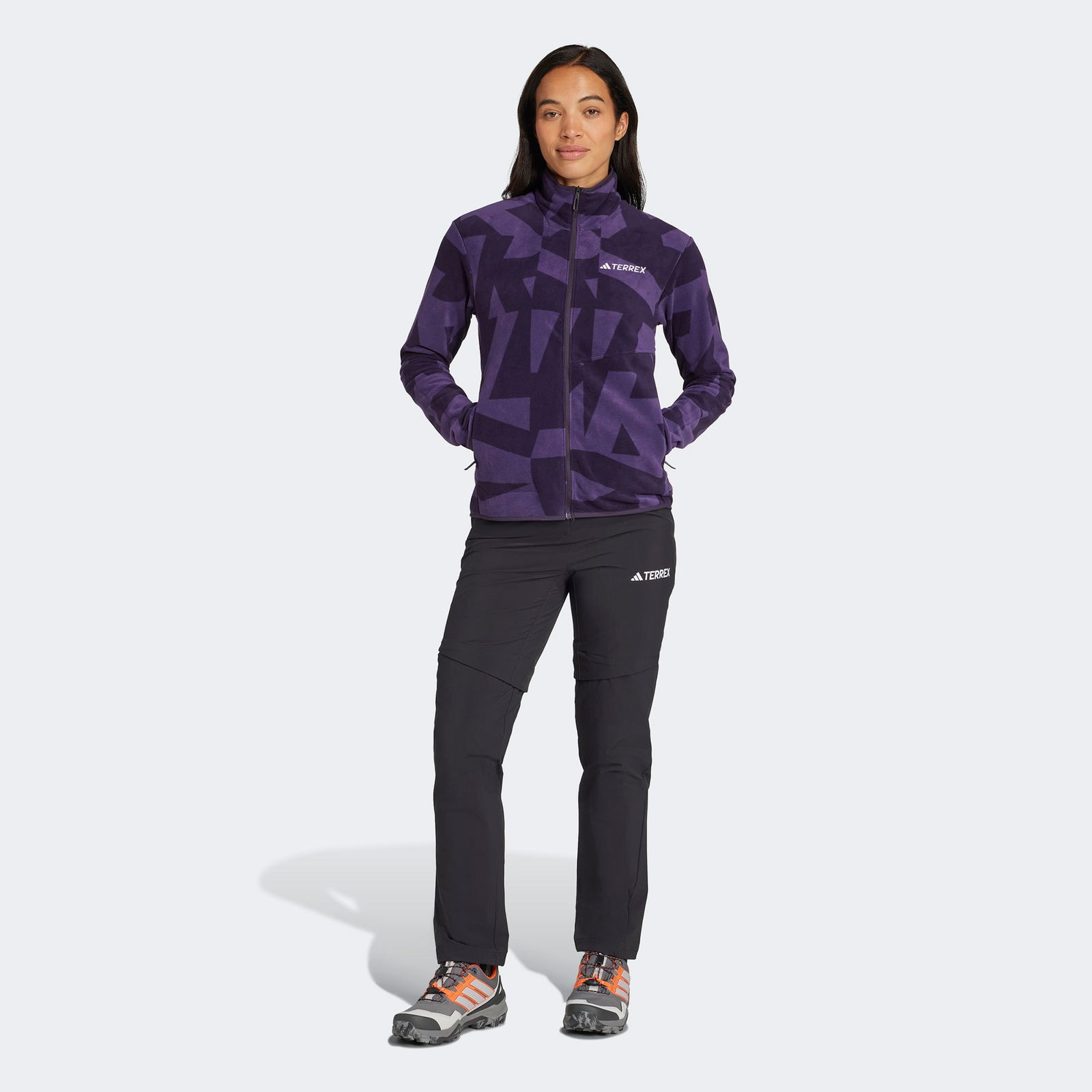 74987Df1-169C-4Abc-A9Cb-94E43765F7B6_Size2000X2000_Cropcenter Adidas Terrex Multi Printed Full Zip Fleece Kadın Mor Yürüyüş Polar