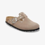 Birkenstock Boston Rivets Suede Kadın Gri Terlik