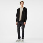 Calvin Klein Jeans Woven Label Zip Through Erkek Siyah Hoodie