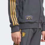 adidas Manchester United Terrace Icons Erkek Koyu Gri Fermuarlı Sweatshirt