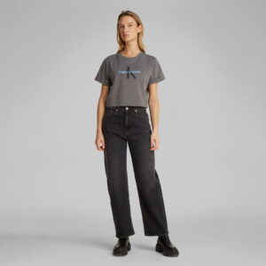 Calvin Klein Liquid Cropped Kadın Gri T-Shirt