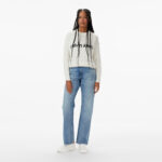 Calvin Klein Cotton Graphic Pullover Kadın Beyaz Triko