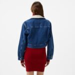 Calvin Klein Jeans Denim Zip Sherpa Kadın Mavi Ceket