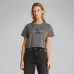 Calvin Klein Liquid Cropped Kadın Gri T-Shirt