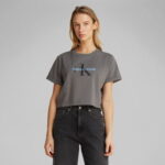 Calvin Klein Liquid Cropped Kadın Gri T-Shirt