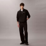 Calvin Klein Premium Terry Micro Monologo Erkek Siyah Sweatshirt