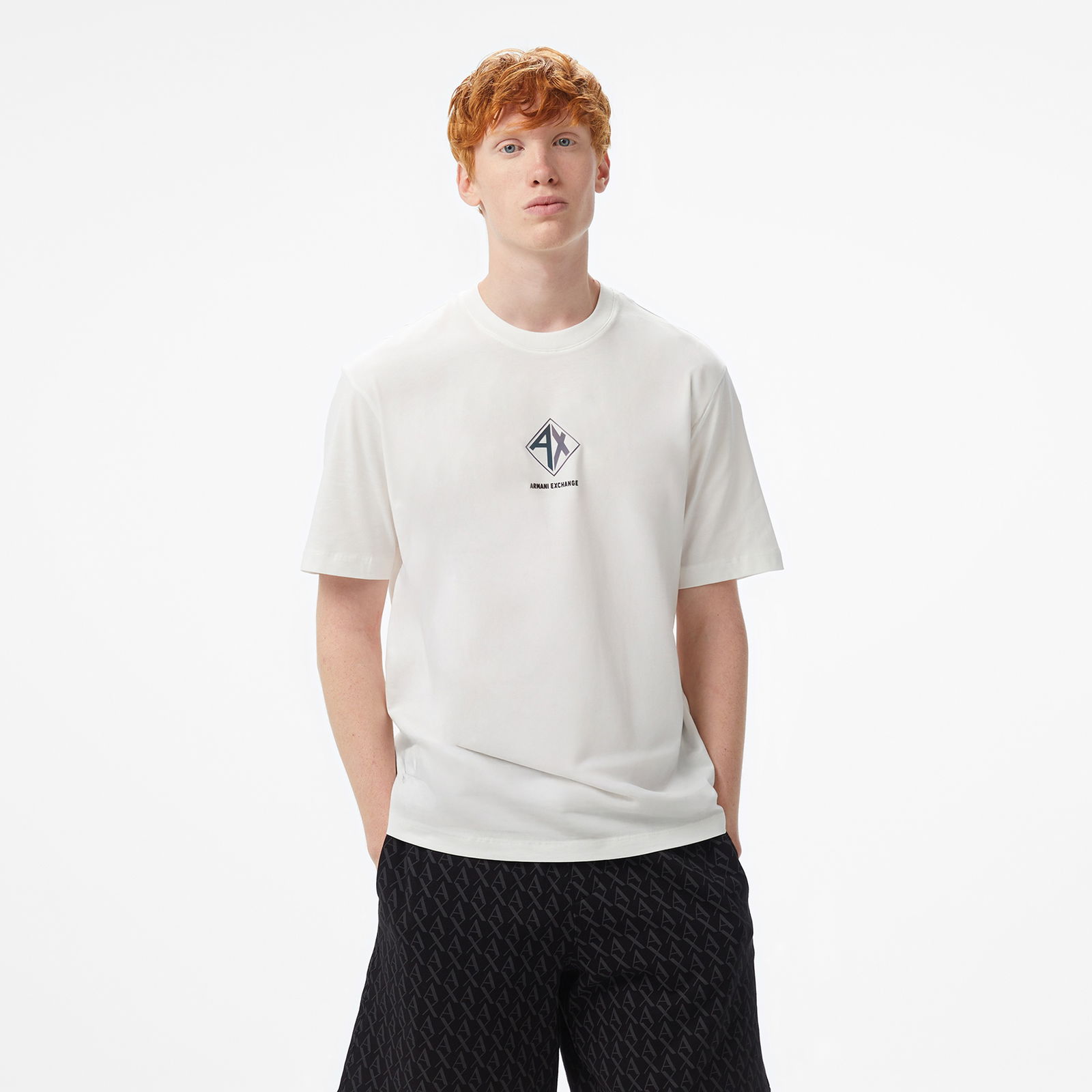 96276Ff5-A77C-4B4F-8573-Fd8901C77F20_Size2000X2000_Cropcenter Armani Exchange Erkek Beyaz Bisiklet Yaka T-Shirt