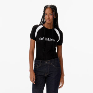 Calvin Klein Liquid Shine Sculpt Top Kadın Siyah Triko