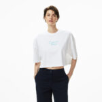 Calvin Klein Cropped Boxy Chain Stitch Logo Kadın Turuncu T-Shirt