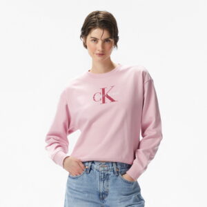 Calvin Klein Monologo French Terry Kadın Pembe Sweatshirt