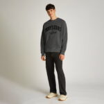 Tommy Jeans Relax Vintage Varsity Crew Erkek Siyah Sweatshirt