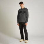 Tommy Jeans Relax Vintage Varsity Crew Erkek Siyah Sweatshirt