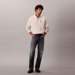 Calvin Klein Premium Terry Micro Monologo Erkek Beyaz Sweatshirt