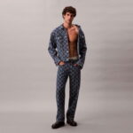 Calvin Klein 90S Indigo Emblem Jacquard Truck Erkek Mavi Ceket