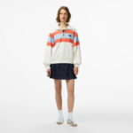 Calvin Klein Rugby Zip Stripe Kadın Beyaz Sweatshirt