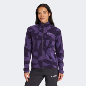 adidas Terrex Multi Printed Full Zip Fleece Kadın Mor Yürüyüş Polar