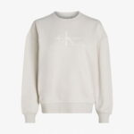 Calvin Klein Glossy Monologo Regular Crewne Kadın Bej Sweatshirt