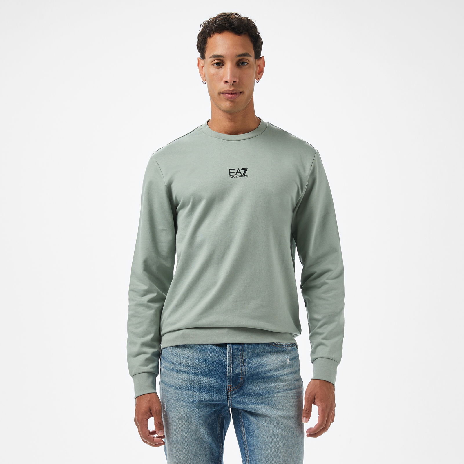 Baf61D37-1Cd0-4480-8F4F-C1701471E185_Size2000X2000_Cropcenter Ea7 Erkek Yeşil Bisiklet Yaka Sweatshirt