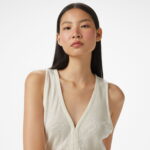 Calvin Klein Soft Touch Cardigan Kadın Beyaz Kolsuz T-Shirt