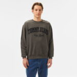 Tommy Jeans Relax Vintage Varsity Crew Erkek Siyah Sweatshirt