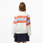 Calvin Klein Rugby Zip Stripe Kadın Beyaz Sweatshirt