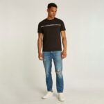 Calvin Klein Split Line Logo Erkek Siyah T-Shirt