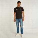 Calvin Klein Split Line Logo Erkek Siyah T-Shirt