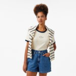 Tommy Hilfiger Reg Monotype Stripe C-Nk Kadın Bej T-Shirt