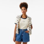 Tommy Hilfiger Reg Monotype Stripe C-Nk Kadın Bej T-Shirt