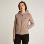 Calvin Klein Satin Regular Zip Kadın Kahverengi Sweatshirt