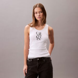 Calvin Klein Cotton Solid Tank Kadın Beyaz T-Shirt