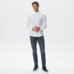 Calvin Klein Stretch Poplin Slim Erkek Beyaz Gömlek