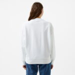 Calvin Klein Jeans Textured Monologo Crewneck Kadın Beyaz Sweatshirt