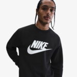 Nike Sportswear Club Graphic Fleece Crew Erkek Siyah Sweatshirt