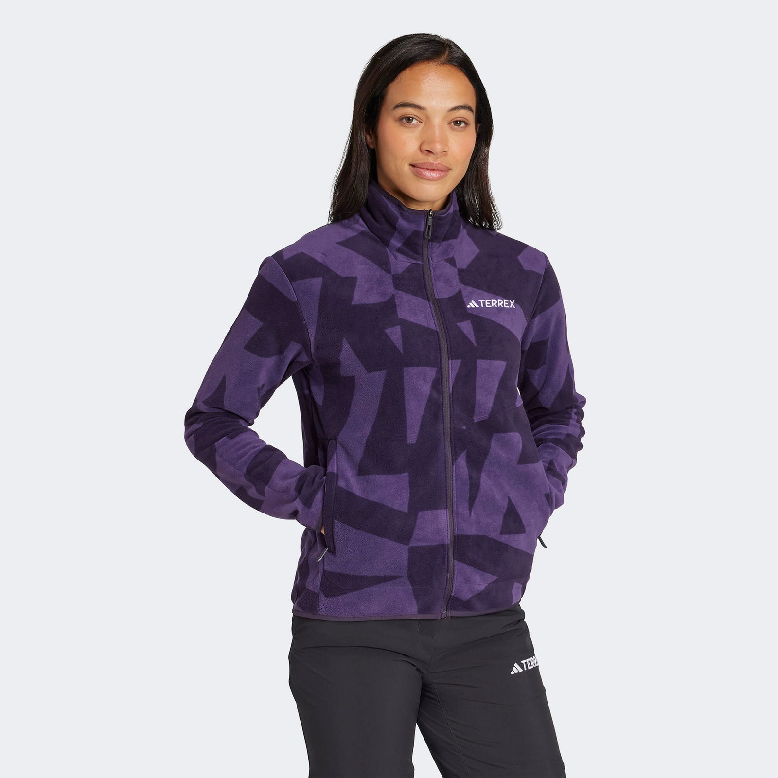 E1B17Ecb-Ddc2-43F2-9C17-702E14249Bff_Size2000X2000_Cropcenter Adidas Terrex Multi Printed Full Zip Fleece Kadın Mor Yürüyüş Polar