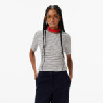 Calvin Klein Stripe Cotton Kadın Beyaz T-Shirt