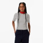 Calvin Klein Stripe Cotton Kadın Beyaz T-Shirt